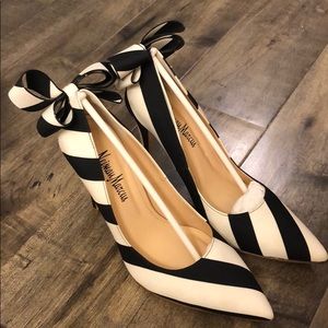 Neiman Marcus - Verity Striped Bow Pump